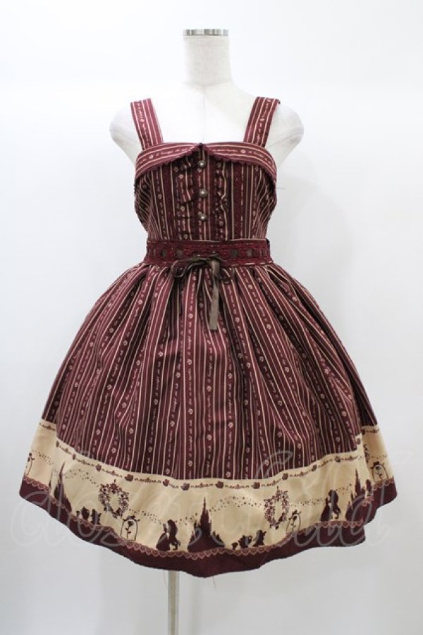 画像1: axes femme / ディズニーコレクション~美女と野獣~シルエット柄キャミワンピース M ワイン H-25-12-24-031-AX-OP-NS-ZH (1)