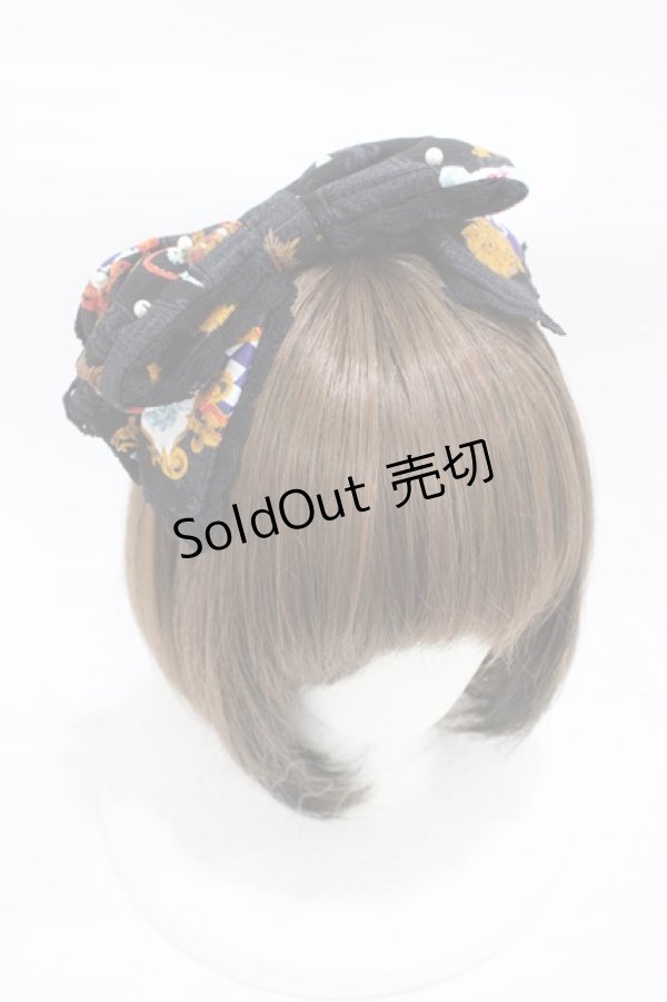 画像1: metamorphose / オールドエンブレムリボンカチューシャ  ブラック H-25-12-24-005-ME-AC-NS-ZH (1)