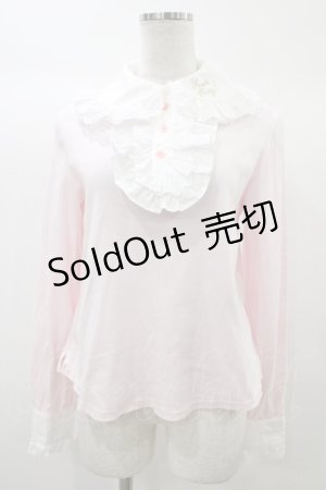 画像: Angelic Pretty / 襟ロゴ刺繍ジャボ付カットソー Free ピンク H-25-12-24-044-AP-TO-NS-ZH