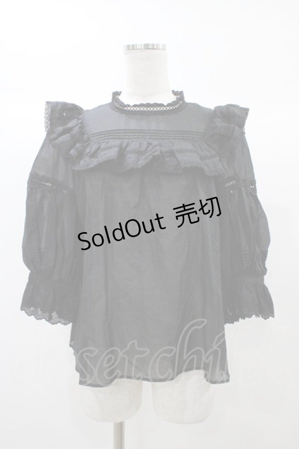 画像1: Angelic Pretty / Romantic Laceブラウス Free ブラック H-25-12-24-047-AP-BL-NS-ZH (1)