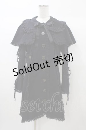 画像: metamorphose / 刺繍入りケープ付スプリングコート Free ブラック H-25-12-24-049-ME-CO-NS-ZH