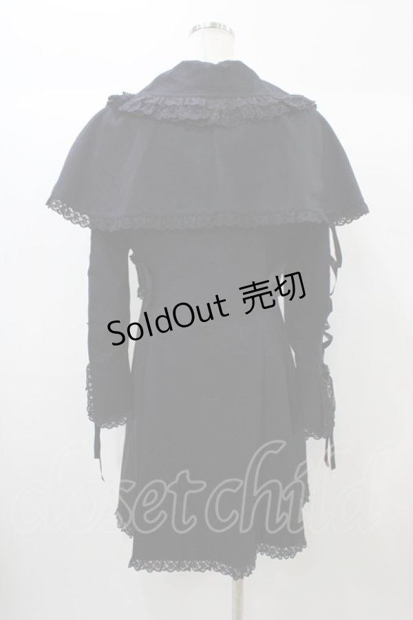 画像2: metamorphose / 刺繍入りケープ付スプリングコート Free ブラック H-25-12-24-049-ME-CO-NS-ZH (2)