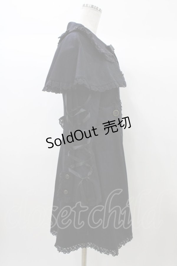 画像3: metamorphose / 刺繍入りケープ付スプリングコート Free ブラック H-25-12-24-049-ME-CO-NS-ZH (3)