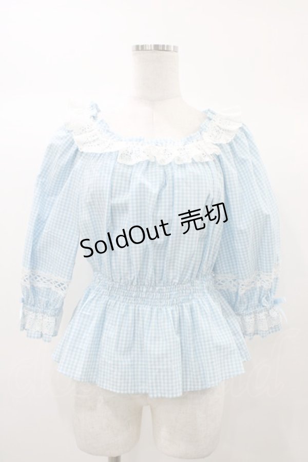 画像1: Angelic Pretty / Resortブラウス（ギンガム） Free サックス H-25-12-24-052-AP-BL-NS-ZH (1)