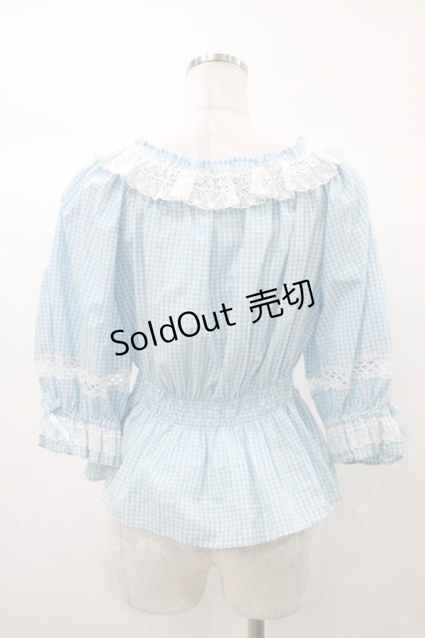 画像2: Angelic Pretty / Resortブラウス（ギンガム） Free サックス H-25-12-24-052-AP-BL-NS-ZH (2)