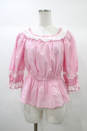 画像: Angelic Pretty / Resortブラウス（ギンガム） Free ピンク H-25-12-24-053-AP-BL-NS-ZH