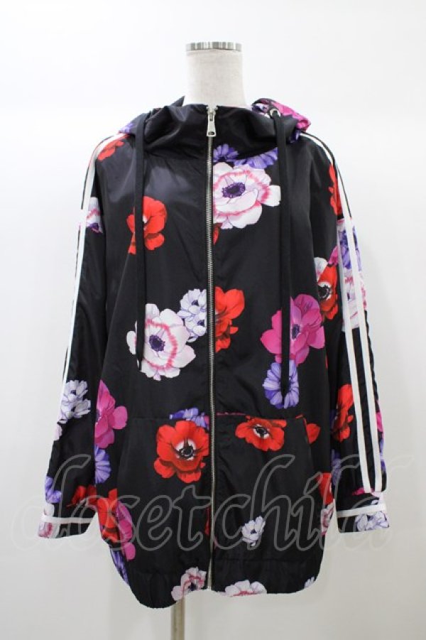 画像1: ぽっぷこーんミュージアム / 志島とひろ様がデザイン『アネモネビビットプリント ビッグパーカー』 Free ブラック H-25-12-24-057-0-JA-NS-ZH (1)