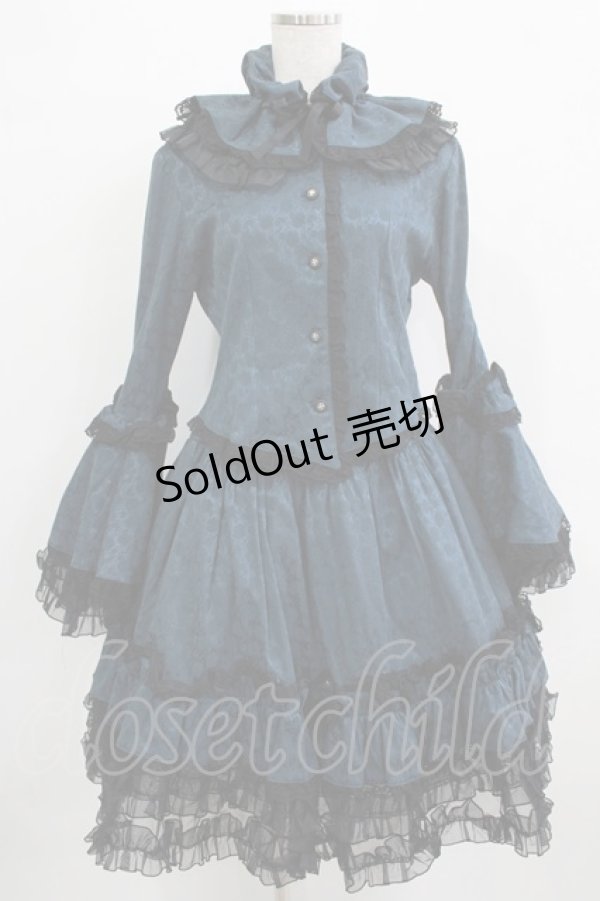 画像1: MARBLE / ジャガード姫袖ブラウス＆スカート  ターコイズ H-25-12-24-1001-GO-OP-KB-ZH (1)