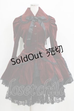 画像: VISIBLE / レースフリル別珍ジャケット＆スカート  ボルドー H-25-12-24-1002-GO-JA-KB-ZH