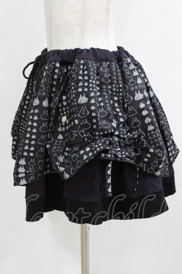 画像2: MINT NeKO / ZIPギャザースカート  黒×紫 H-25-12-24-1024-HN-SK-KB-ZH (2)