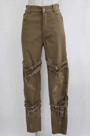 画像: NieR Clothing / ベルトジップパンツ  カーキ H-25-12-24-1026-PU-PA-KB-ZH