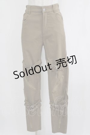 画像: NieR CLOTHING / ベルトジップパンツ  カーキ H-25-12-24-1026-PU-PA-KB-ZH