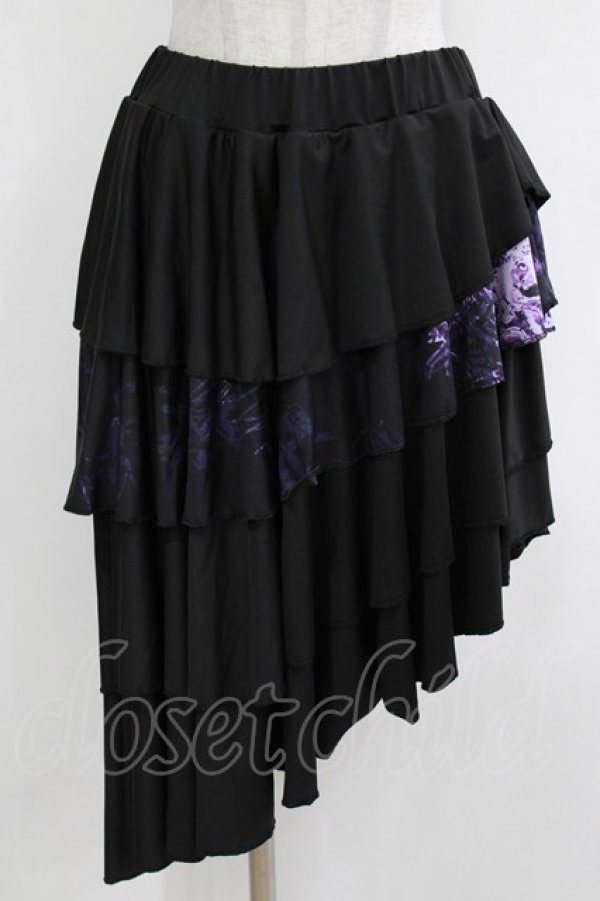 画像1: NieR Clothing / インパン付きフリルスカート【彼岸花】  黒×紫 H-25-12-24-1027-PU-PA-KB-ZH (1)