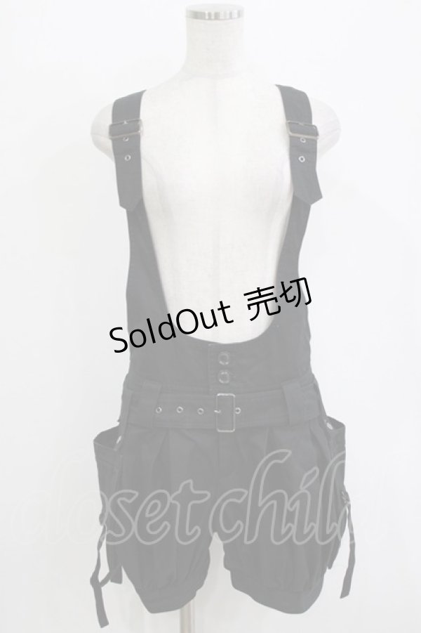 画像1: BPN / フラップベルト付きサロペットパンツ M 黒 H-25-12-24-1028-GO-OP-KB-ZH (1)