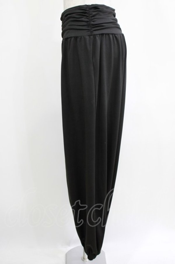 画像2: NieR Clothing / プリント切替ギャザーパンツ  黒 H-25-12-24-1034-PU-PA-KB-ZH (2)