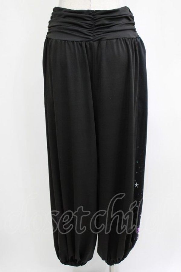 画像3: NieR Clothing / プリント切替ギャザーパンツ  黒 H-25-12-24-1034-PU-PA-KB-ZH (3)