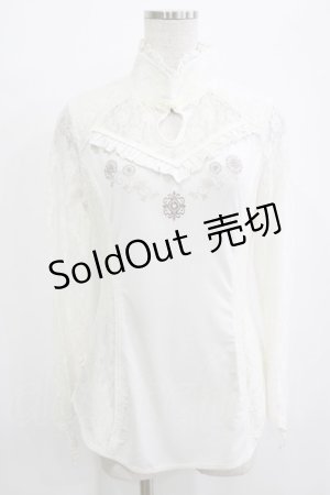 画像: Ozz oneste / レース切替チャイナトップス  ホワイト H-25-12-24-1035-OO-TO-KB-ZH