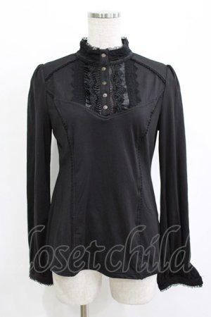 画像: Ozz oneste / ハイネックカットソー  黒 H-25-12-24-1037-OO-TO-KB-ZH