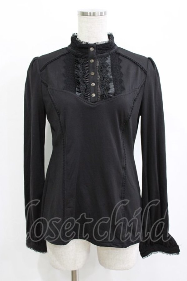 画像1: Ozz oneste / ハイネックカットソー  黒 H-25-12-24-1037-OO-TO-KB-ZH (1)