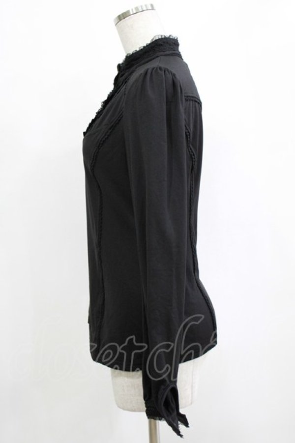 画像2: Ozz oneste / ハイネックカットソー  黒 H-25-12-24-1037-OO-TO-KB-ZH (2)