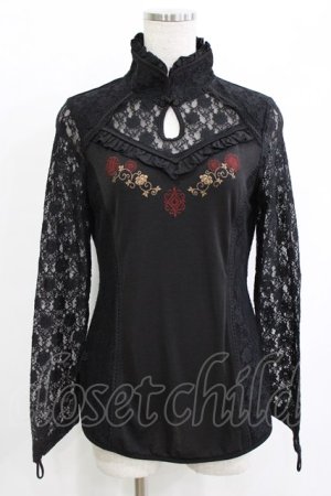 画像: Ozz oneste / レース切替チャイナトップス  ブラック H-25-12-24-1038-OO-TO-KB-ZH