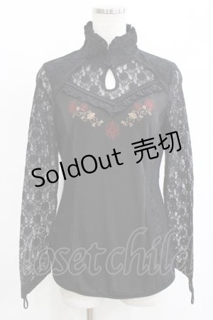 画像: Ozz oneste / レース切替チャイナトップス  ブラック H-25-12-24-1038-OO-TO-KB-ZH