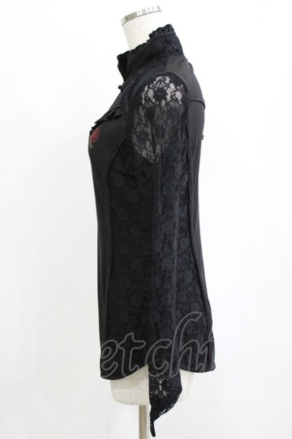 画像2: Ozz oneste / レース切替チャイナトップス  ブラック H-25-12-24-1038-OO-TO-KB-ZH (2)