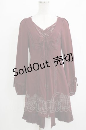 画像: Rozen Kavalier / 裾プリントZIPオーバーワンピース  ボルドー H-25-12-24-1039-OO-OP-KB-ZH