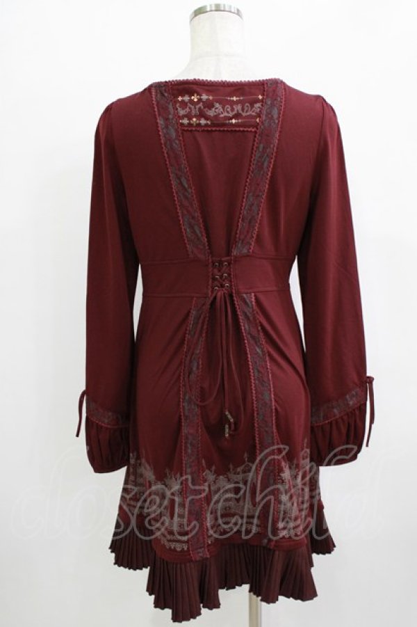 画像3: Rozen Kavalier / 裾プリントZIPオーバーワンピース  ボルドー H-25-12-24-1039-OO-OP-KB-ZH (3)