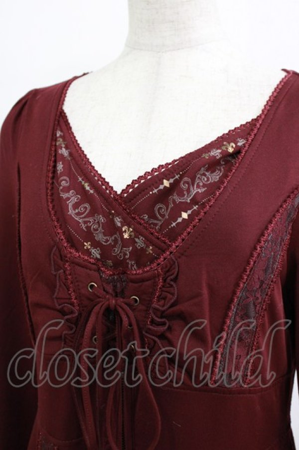 画像5: Rozen Kavalier / 裾プリントZIPオーバーワンピース  ボルドー H-25-12-24-1039-OO-OP-KB-ZH (5)