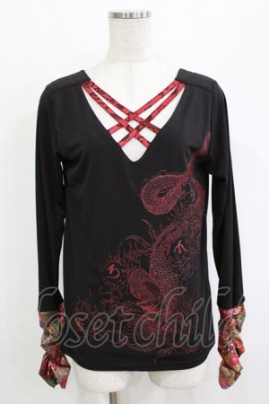 画像: Qutie Frash / クロスインナートップス  黒×赤 H-25-12-24-1040-QU-TO-KB-ZH