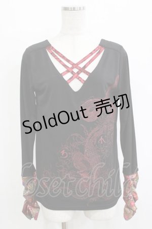 画像: Qutie Frash / クロスインナートップス  黒×赤 H-25-12-24-1040-QU-TO-KB-ZH