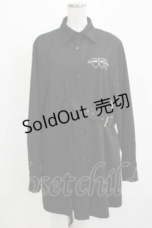 画像: LISTEN FLAVOR / トリプルハートレイヤードベルトシャツ  ブラック H-25-12-24-1042-PU-OP-KB-ZH