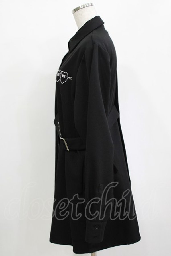 画像2: LISTEN FLAVOR / トリプルハートレイヤードベルトシャツ  ブラック H-25-12-24-1042-PU-OP-KB-ZH (2)