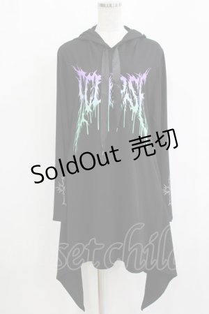 画像: LISTEN FLAVOR / メタルロゴヘムラインパーカーワンピース  ブラック H-25-12-24-1043-PU-OP-KB-ZH