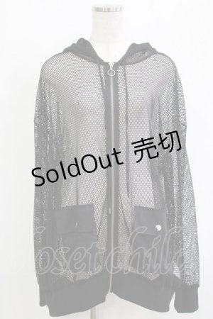 画像: LISTEN FLAVOR / メッシュシースルージップパーカー  ブラック H-25-12-24-1044-PU-TO-KB-ZT1228H