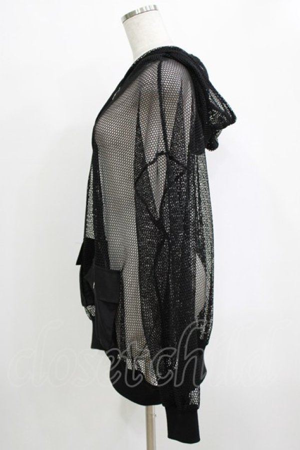 画像2: LISTEN FLAVOR / メッシュシースルージップパーカー  ブラック H-25-12-24-1044-PU-TO-KB-ZH (2)