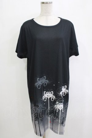 画像: curiosite / 彼岸花Tシャツワンピース  ブラック H-25-12-24-1045-EL-OP-KB-ZH