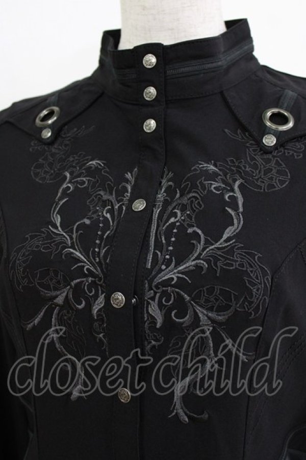 画像4: Ozz Croce / 刺繍イレギュラーロングシャツ  ブラック H-25-12-24-1047-OO-BL-KB-ZH (4)