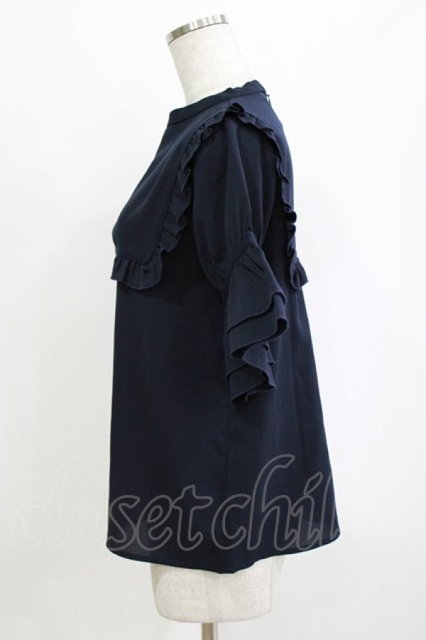 画像2: merry jenny / セーラー切替フリルブラウス F ネイビー H-25-12-24-1048-LO-BL-KB-ZH (2)