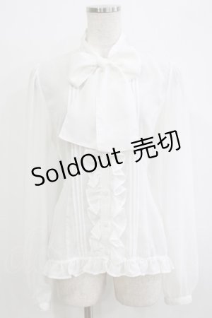 画像: PUTUMAYO / ジョーゼットボウカラーブラウス  白 H-25-12-24-1049-PT-BL-KB-ZH