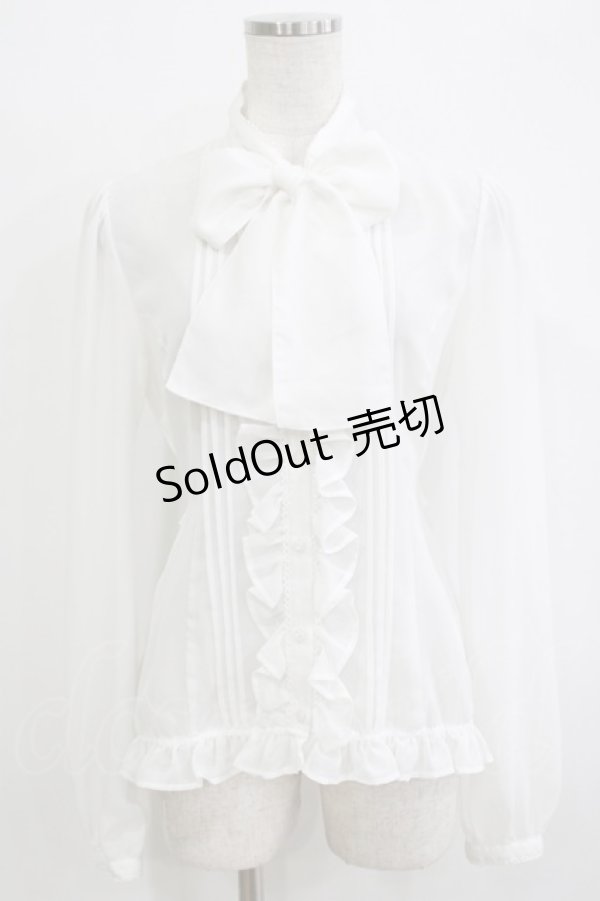 画像1: PUTUMAYO / ジョーゼットボウカラーブラウス  白 H-25-12-24-1049-PT-BL-KB-ZH (1)