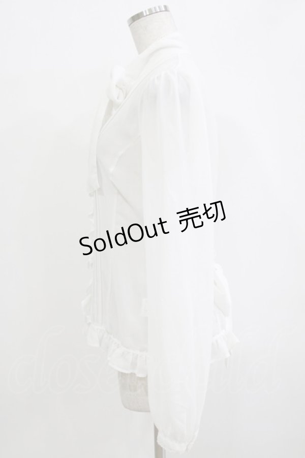 画像2: PUTUMAYO / ジョーゼットボウカラーブラウス  白 H-25-12-24-1049-PT-BL-KB-ZH (2)