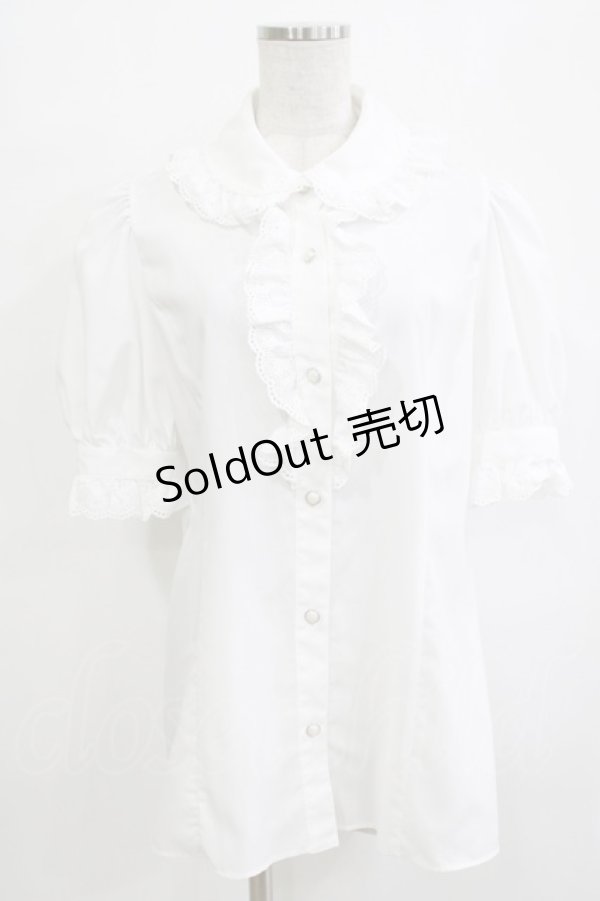 画像1: MIHO MATSUDA / ブラウス・リロゼ半袖 L  H-25-12-24-1051-GO-BL-KB-ZT244 (1)