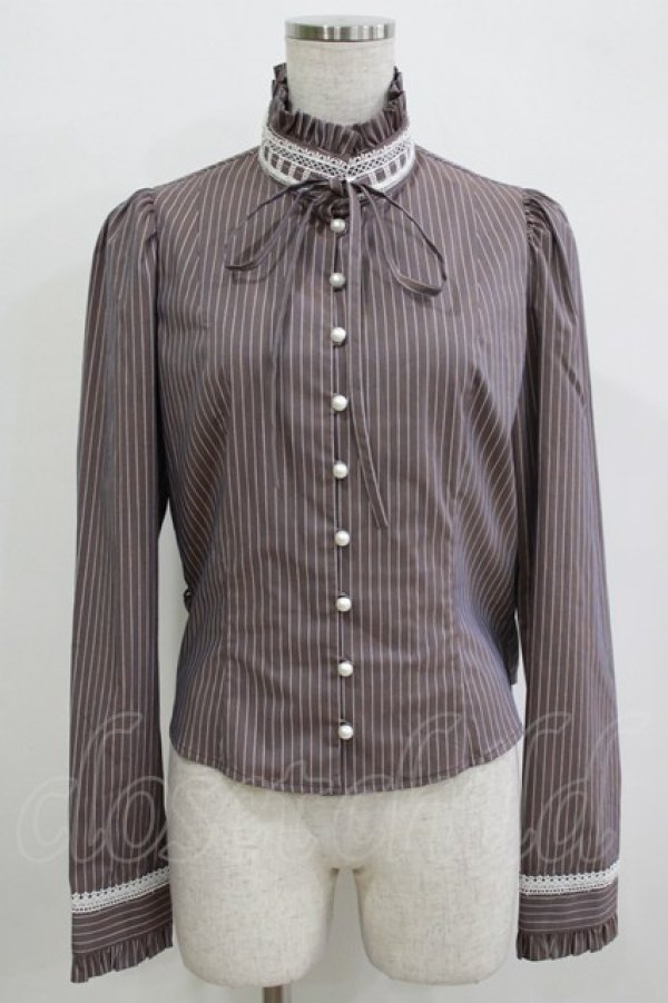 画像1: Sheglit / ストライプレースブラウス Ｍ オールドローズ H-25-12-24-1053-EL-BL-KB-ZH (1)