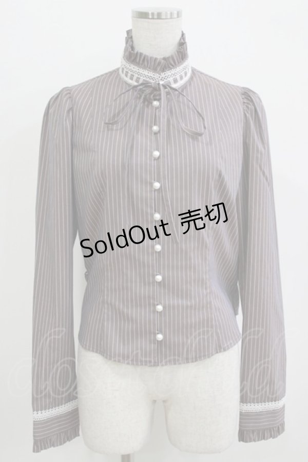 画像1: Sheglit / ストライプレースブラウス Ｍ オールドローズ H-25-12-24-1053-EL-BL-KB-ZH (1)