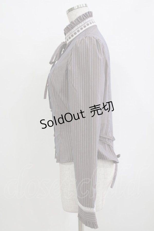 画像2: Sheglit / ストライプレースブラウス Ｍ オールドローズ H-25-12-24-1053-EL-BL-KB-ZH (2)