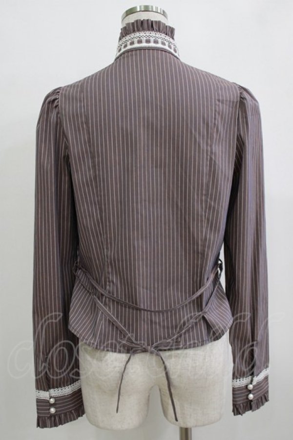 画像3: Sheglit / ストライプレースブラウス Ｍ オールドローズ H-25-12-24-1053-EL-BL-KB-ZH (3)