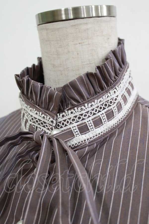 画像4: Sheglit / ストライプレースブラウス Ｍ オールドローズ H-25-12-24-1053-EL-BL-KB-ZH (4)