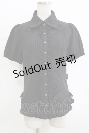 画像: Ozz oneste / 薔薇刺繍タックフリルブラウス  ブラック H-25-12-24-1054-OO-BL-KB-ZH